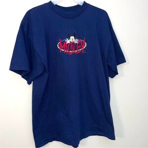 Disney Mickey Mouse T Shirt Men’s XL Women’s 2X Embroidered Navy Blue